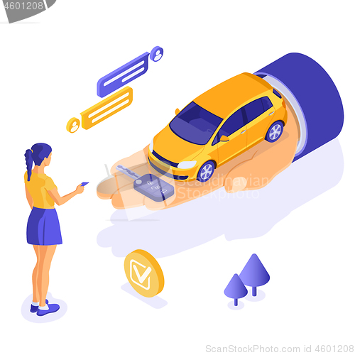 Image of Sale Purchase Rental Sharing Car Isometric