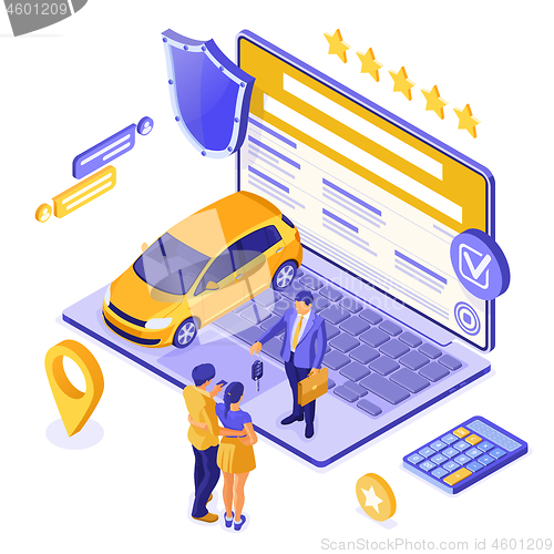 Image of Online Sale Purchase Rental Sharing Car Isometric