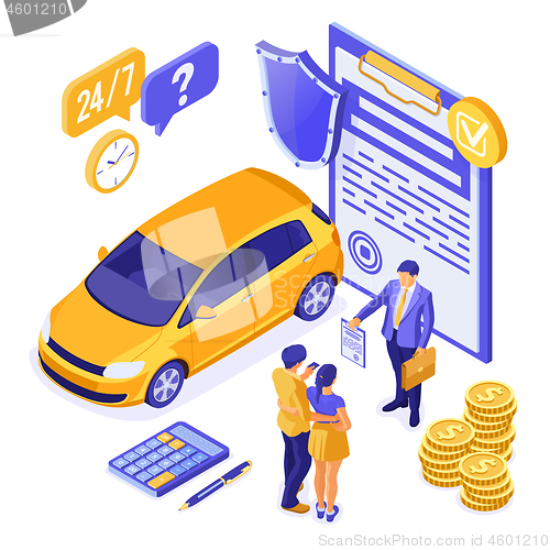 Image of Sale Insurance Rental Sharing Car Isometric