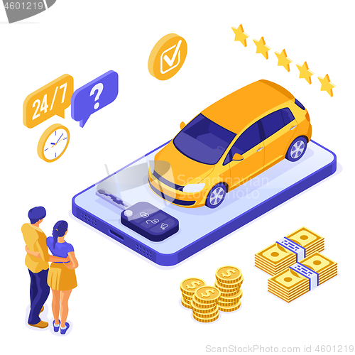 Image of Online Sale Insurance Rental Sharing Car Isometric