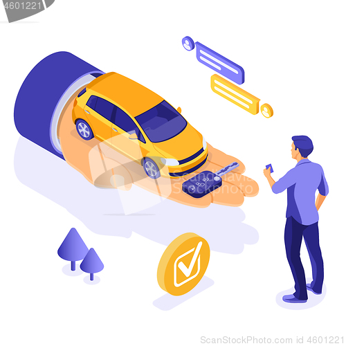 Image of Sale Purchase Rental Sharing Car Isometric