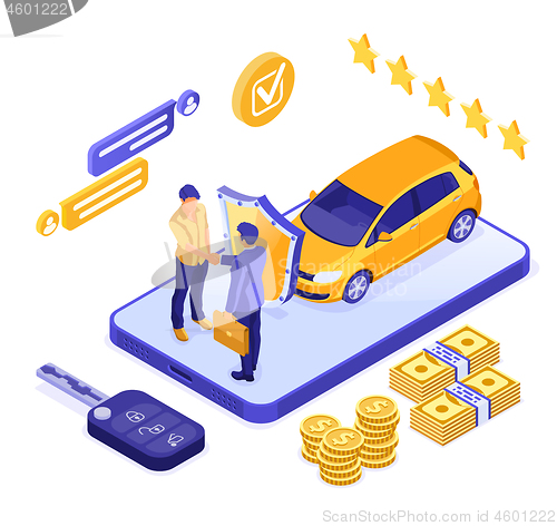 Image of Online Sale Insurance Rental Sharing Car Isometric