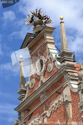 Image of Detail of house facade in Old Town, Gdansk Poland