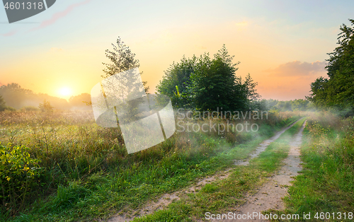 Image of Spring field at sunrise