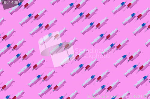 Image of Health-care pattern from sterile vaccine\'s syringes.