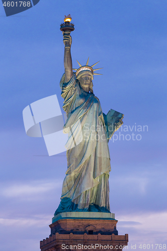 Image of Statue of Liberty at dusk, New York City, USA