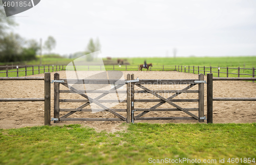 Image of Wooden gate to an equine training course