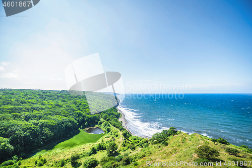 Image of Ocean view over a valley by the sea