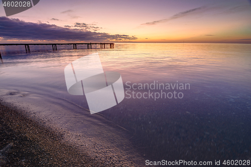 Image of Beautiful seascape at sunset, black sea, Anapa, Russia
