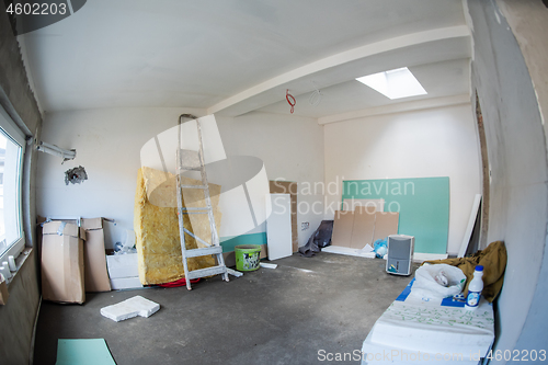Image of interior of construction site with white drywall