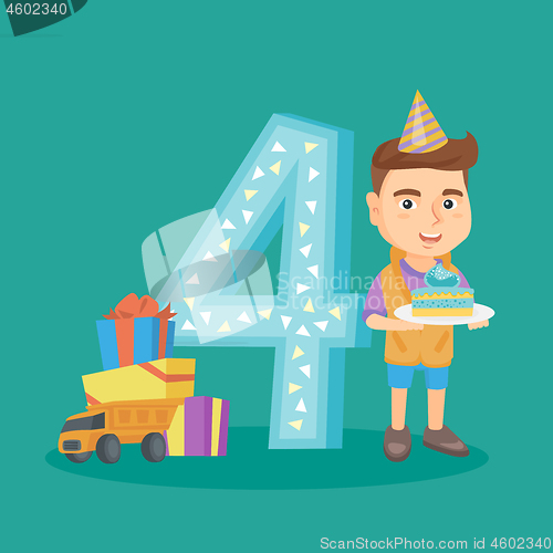 Image of Caucasian boy celebrating fourth birthday.