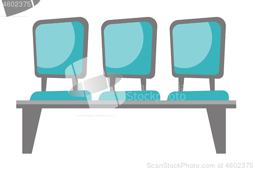 Image of Row of blue chairs vector cartoon illustration.