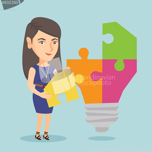 Image of Student with idea lightbulb vector illustration.