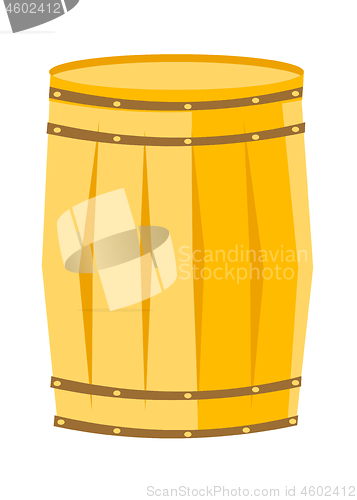 Image of Wooden barrel with iron rings vector cartoon.