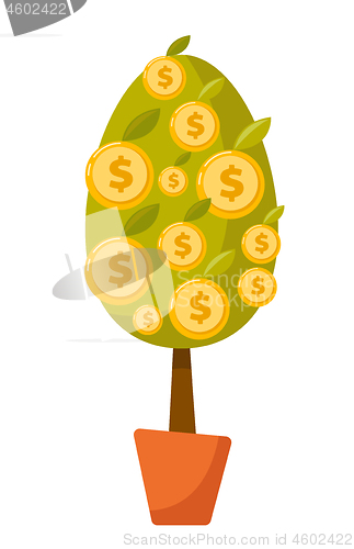 Image of Money tree with coins vector cartoon illustration.