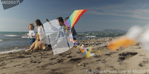 Image of Young family enjoying vecation during autumn