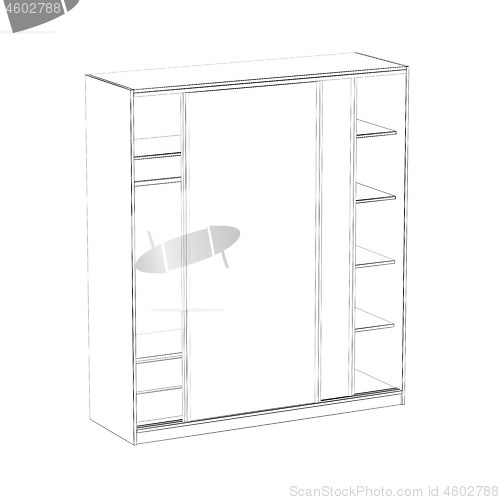 Image of 3d model of wardrobe with sliding doors
