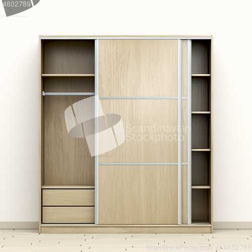 Image of Empty wood wardrobe