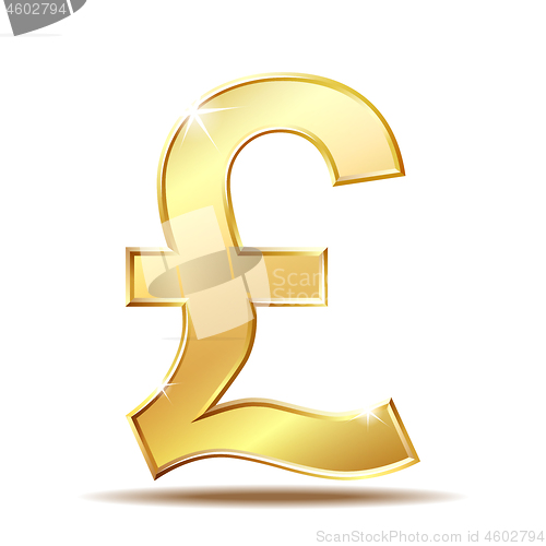 Image of Shiny golden pound currency symbol.