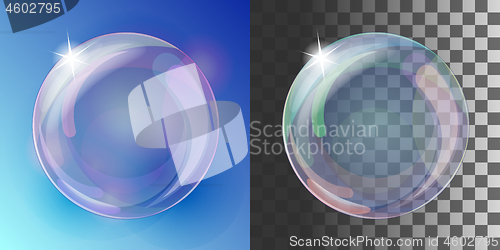 Image of Realistic soap bubble with rainbow colors