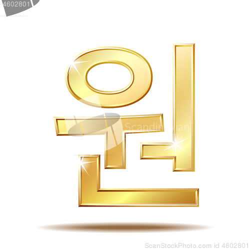 Image of Gold shiny Korean won local symbol