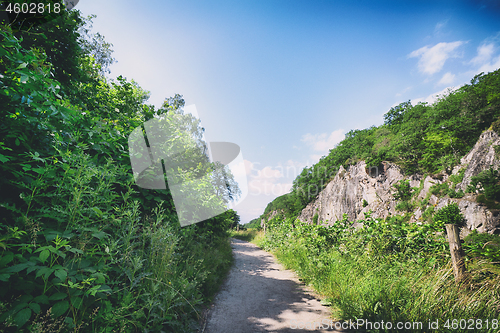 Image of Hiking trail surrounded på cliffs and trees