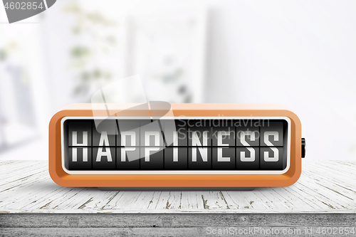 Image of Happiness message on a retro alarm clock