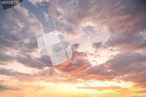 Image of Dramatic sky with beautiful colors after the sunset