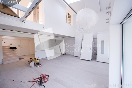 Image of Interior doors stacked in a new apartment