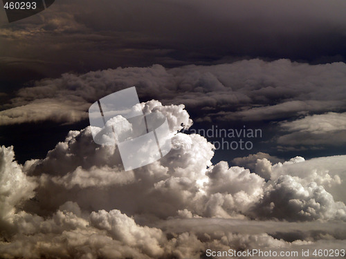 Image of Ominous clouds from 32000 feet cumulus buildup