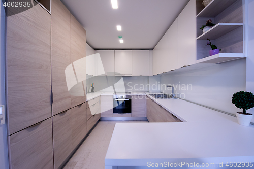 Image of modern bright clean kitchen interior