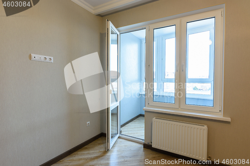 Image of Exit to the balcony in an empty apartment after repairs