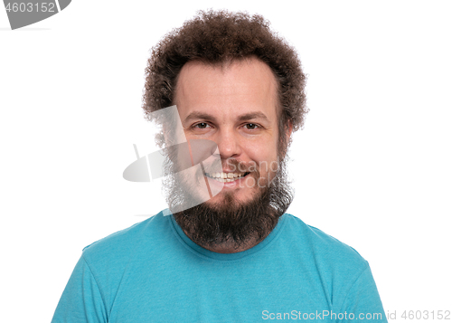 Image of Crazy bearded man emotions and signs