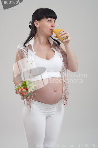 Image of Pregnant woman and healthy food