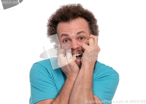 Image of Crazy bearded man emotions and signs