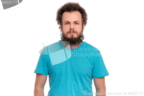 Image of Crazy bearded man emotions and signs