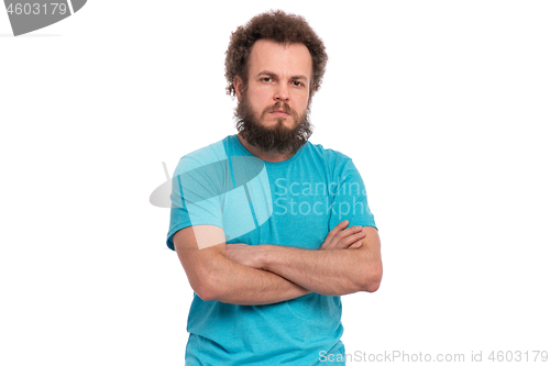 Image of Crazy bearded man emotions and signs