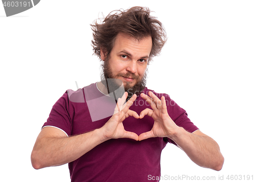 Image of Crazy bearded man emotions and signs