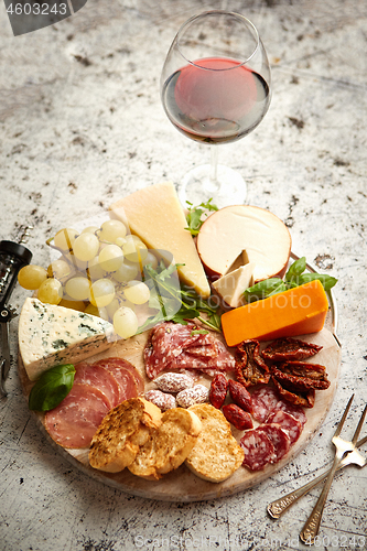 Image of Assortment of spanish tapas or italian antipasti