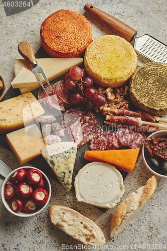 Image of Delicious mix of different snacks and appetizers