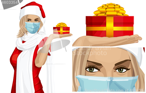 Image of Vector Woman Waiting For Christmas