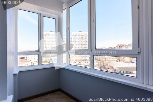 Image of Glazed plastic balcony windows after renovation