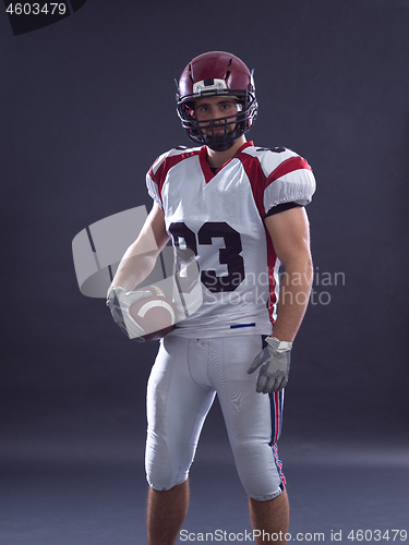 Image of American Football Player isolated on gray