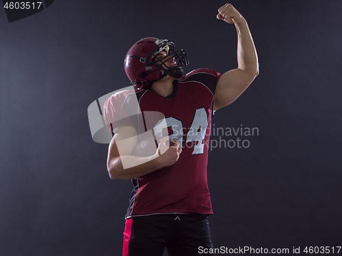 Image of american football player celebrating touchdown