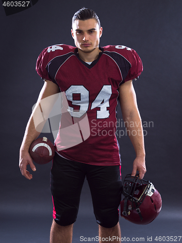 Image of American Football Player isolated on gray