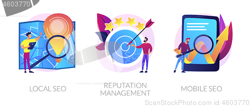 Image of SEO management vector concept metaphors.