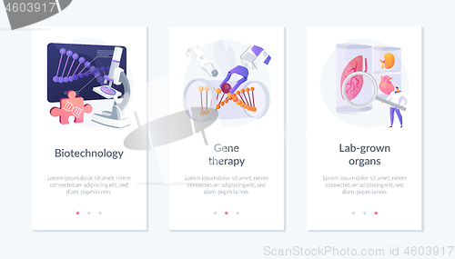 Image of Biomedical and molecular engineering app interface template.