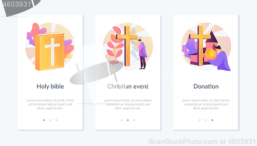 Image of Christianity app interface template.