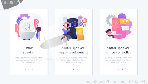 Image of Smart speaker technology app interface template.