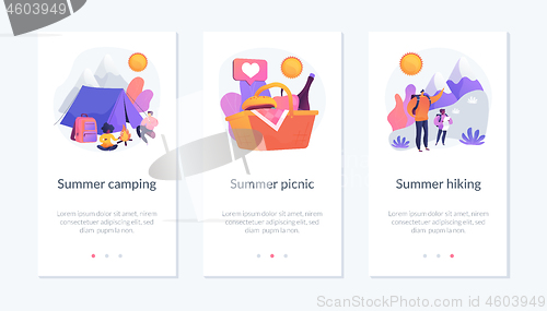 Image of Summer weekend activities app interface template.